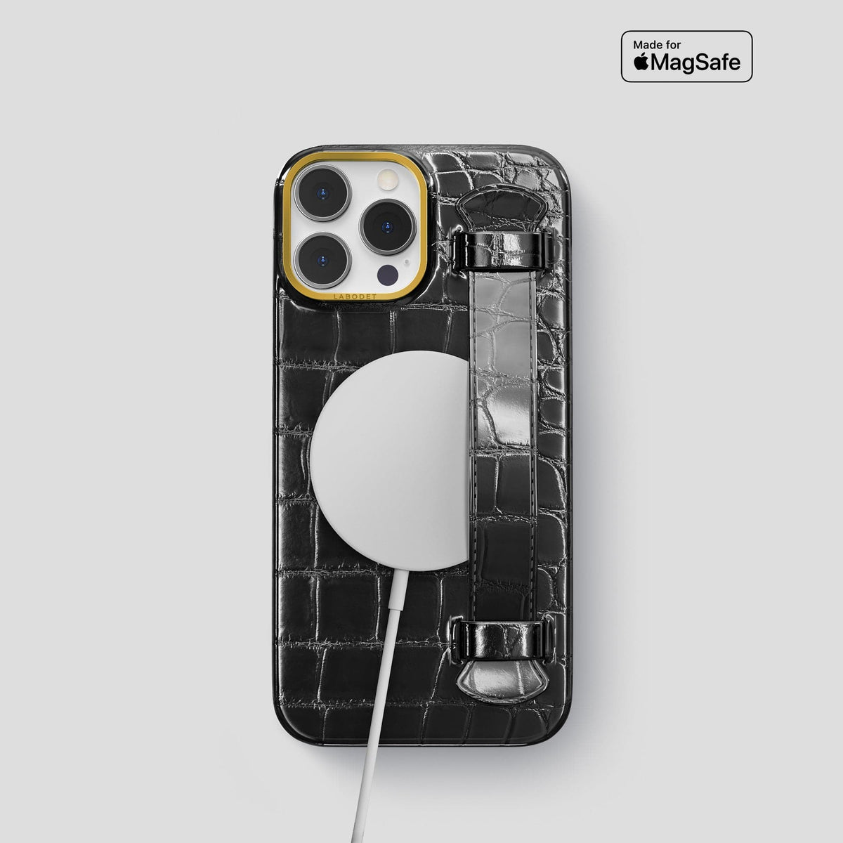 Havana-Black iPhone 13 Pro Strap Case with Gold Metal -5 | Havana-Black-Gold