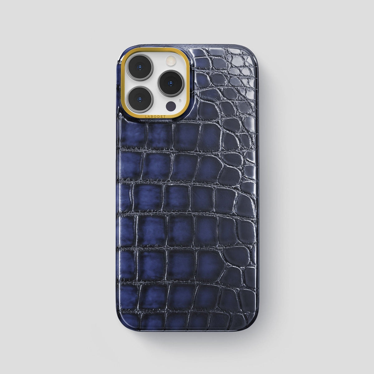 Havana-Blue iPhone 13 Pro Max Classic Case with Gold Metal -1 | Havana-Blue-Gold