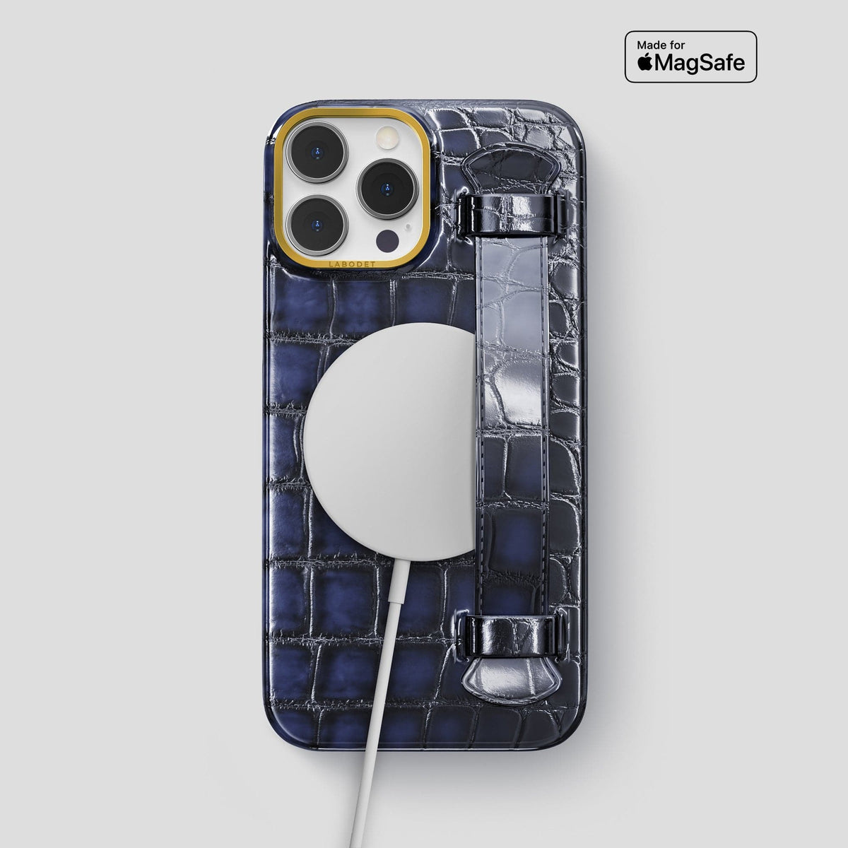 Havana-Blue iPhone 13 Pro Max Strap Case with Gold Metal -5 | Havana-Blue-Gold