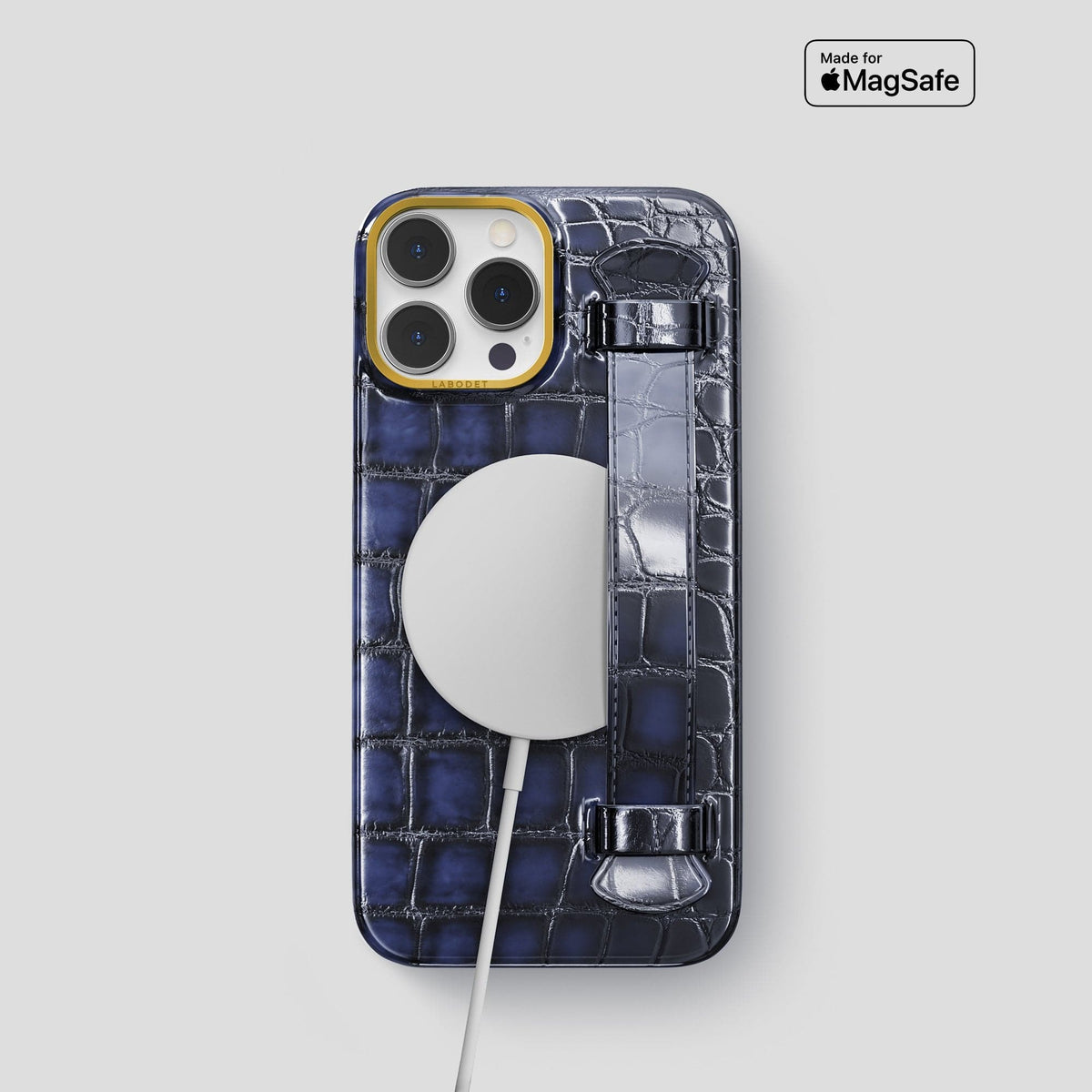 Havana-Blue iPhone 13 Pro Strap Case with Gold Metal -5 | Havana-Blue-Gold
