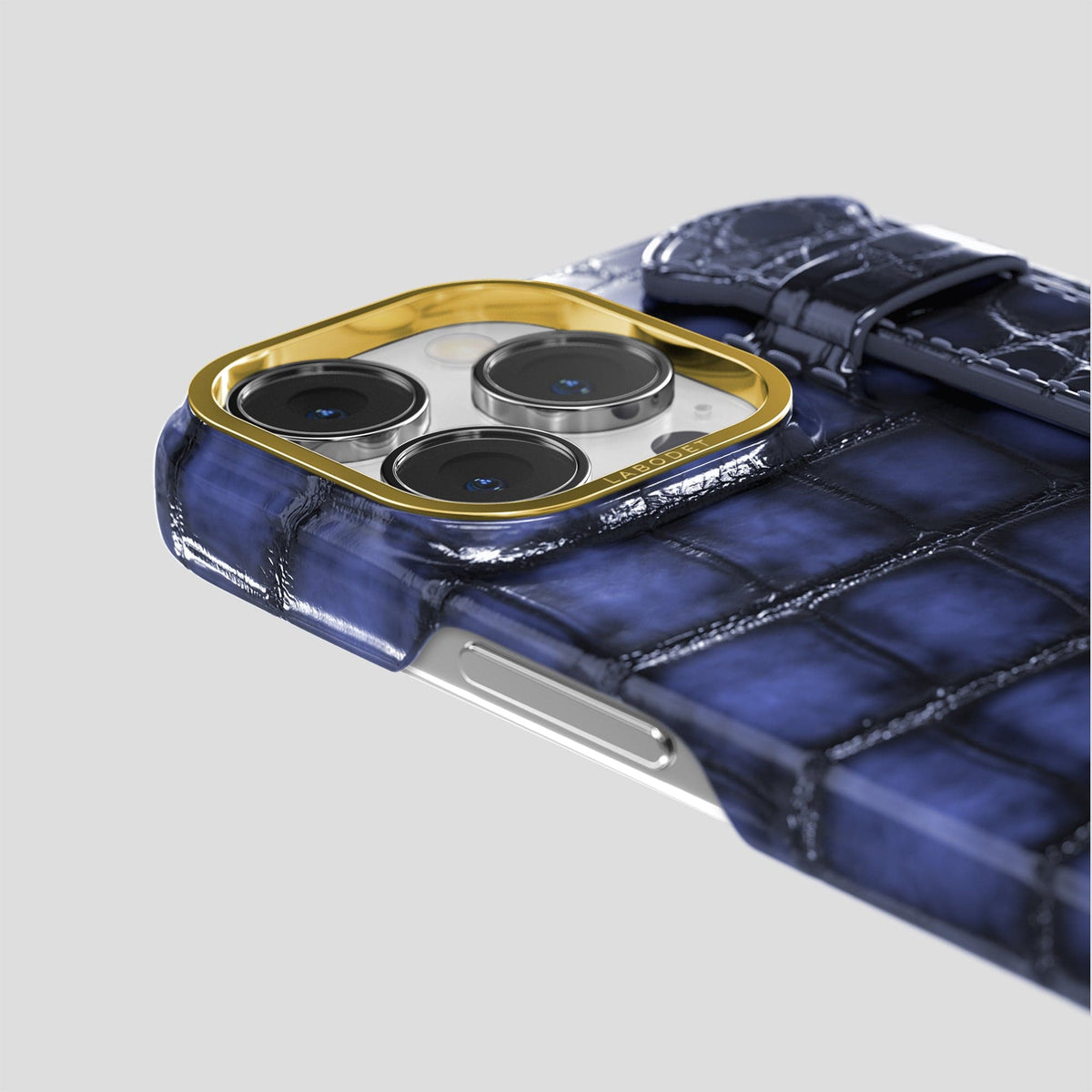 Havana-Blue iPhone 13 Pro Strap Case with Gold Metal -6 | Havana-Blue-Gold