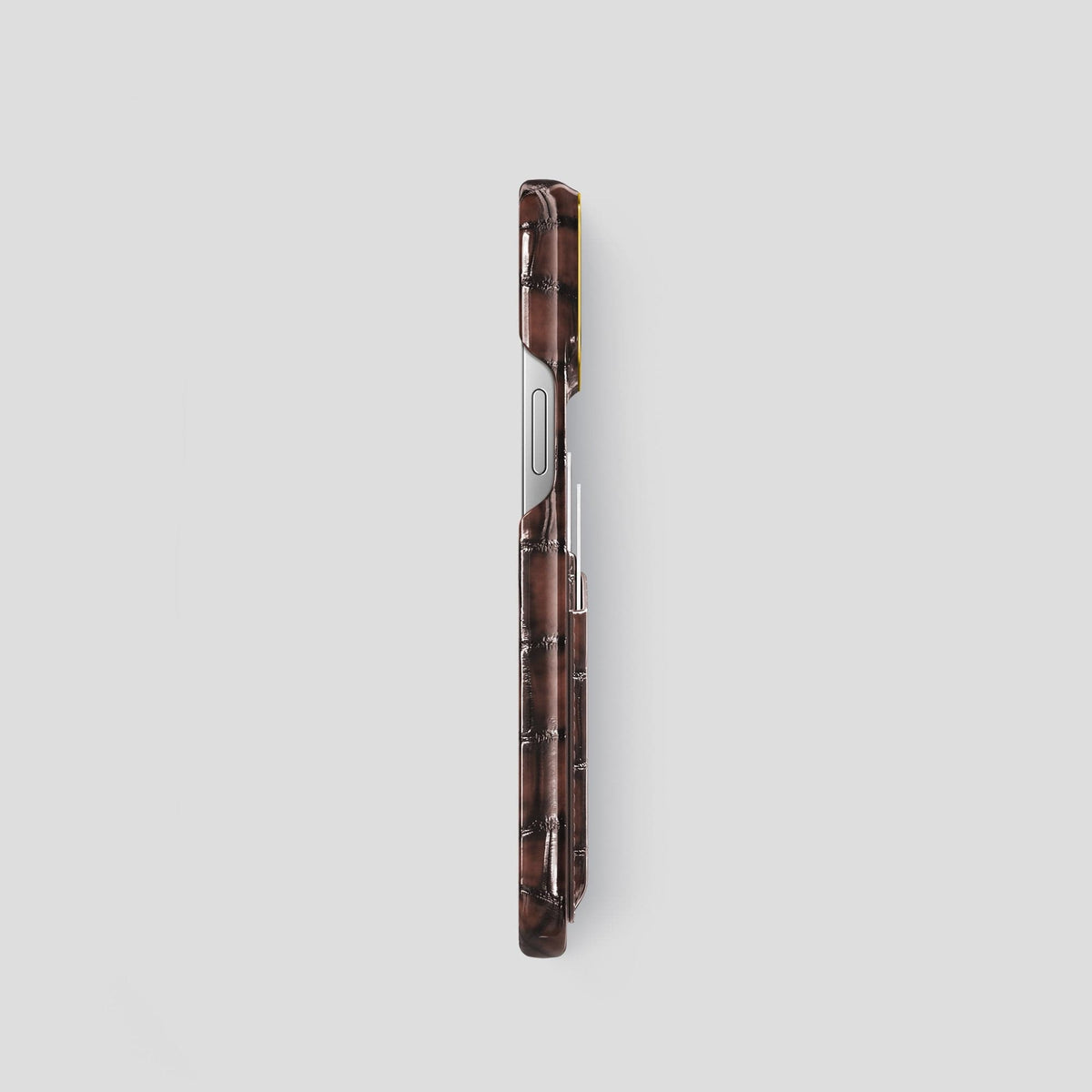 Havana-Brown iPhone 13 Pro Card Case with Gold Metal -3 | Havana-Brown-Gold