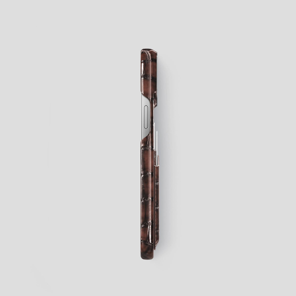 Havana-Brown iPhone 13 Pro Card Case with Steel Metal -3 | Havana-Brown-Steel