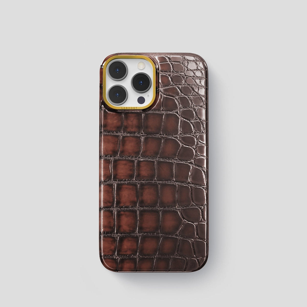 Havana-Brown iPhone 13 Pro Classic Case with Gold Metal -1 | Havana-Brown-Gold