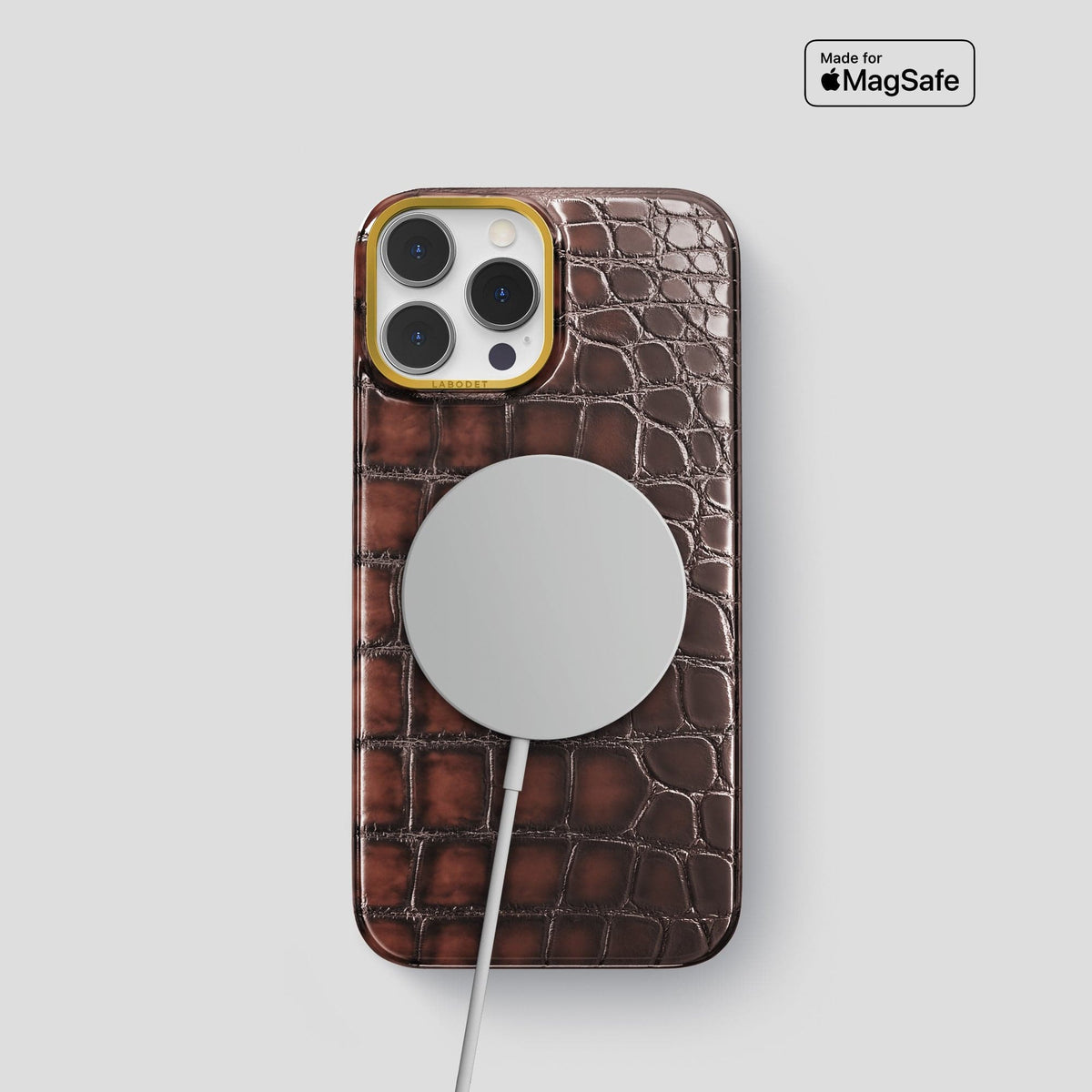 Havana-Brown iPhone 13 Pro Classic Case with Gold Metal -5 | Havana-Brown-Gold