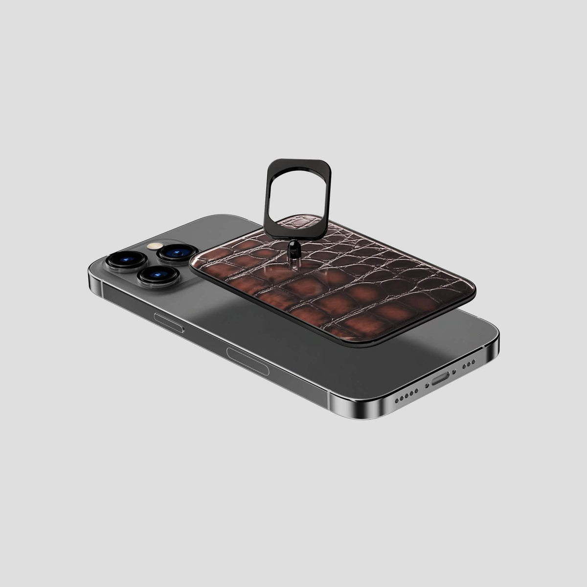 Havana-Brown iPhone 13 Pro MagSafe Ring with Black Metal -4 | Havana-Brown-Black