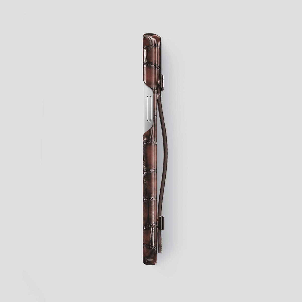 Havana-Brown iPhone 13 Pro Max Strap Case with Black Metal -3 | Havana-Brown-Black