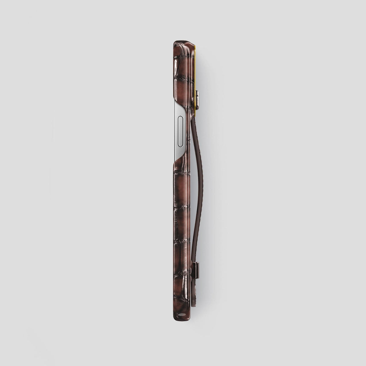 Havana-Brown iPhone 13 Pro Max Strap Case with Gold Metal -3 | Havana-Brown-Gold