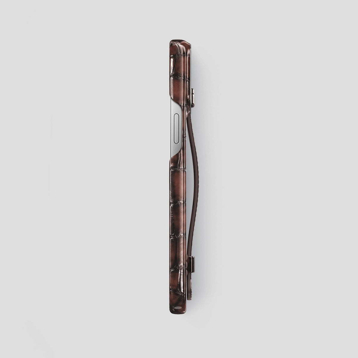 Havana-Brown iPhone 13 Pro Max Strap Case with Steel Metal -3 | Havana-Brown-Steel
