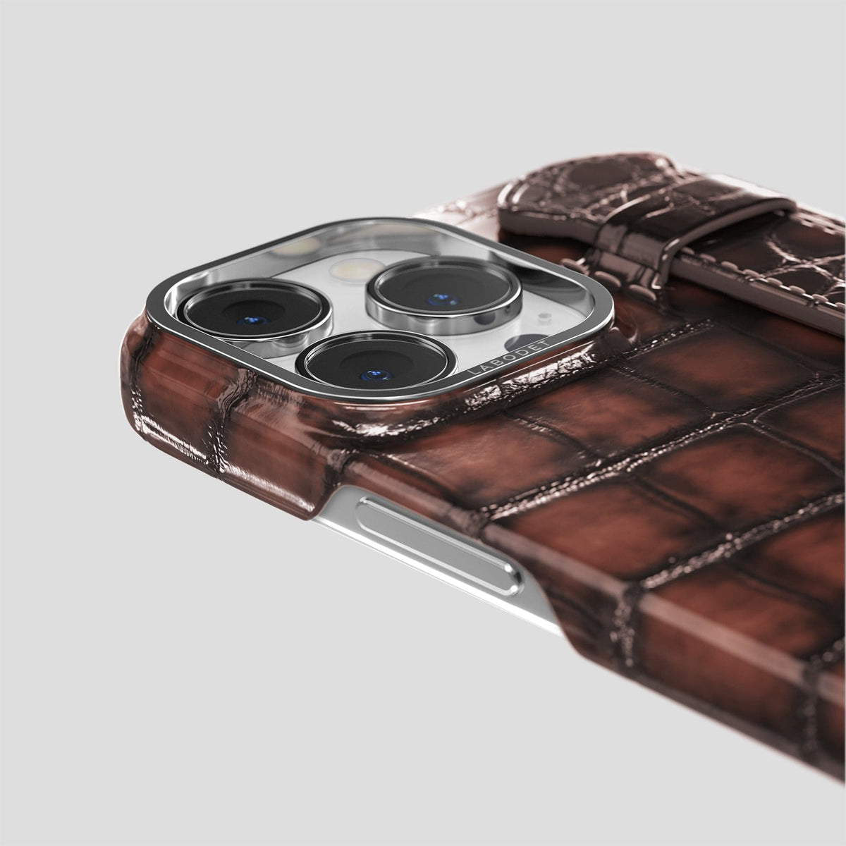 Havana-Brown iPhone 13 Pro Max Strap Case with Steel Metal -6 | Havana-Brown-Steel