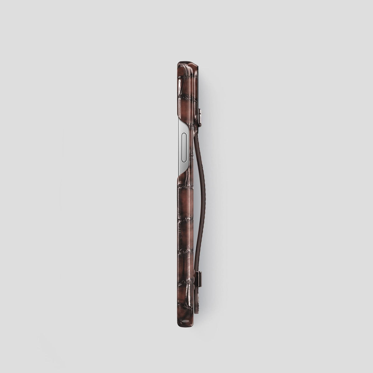 Havana-Brown iPhone 13 Pro Strap Case with Black Metal -3 | Havana-Brown-Black