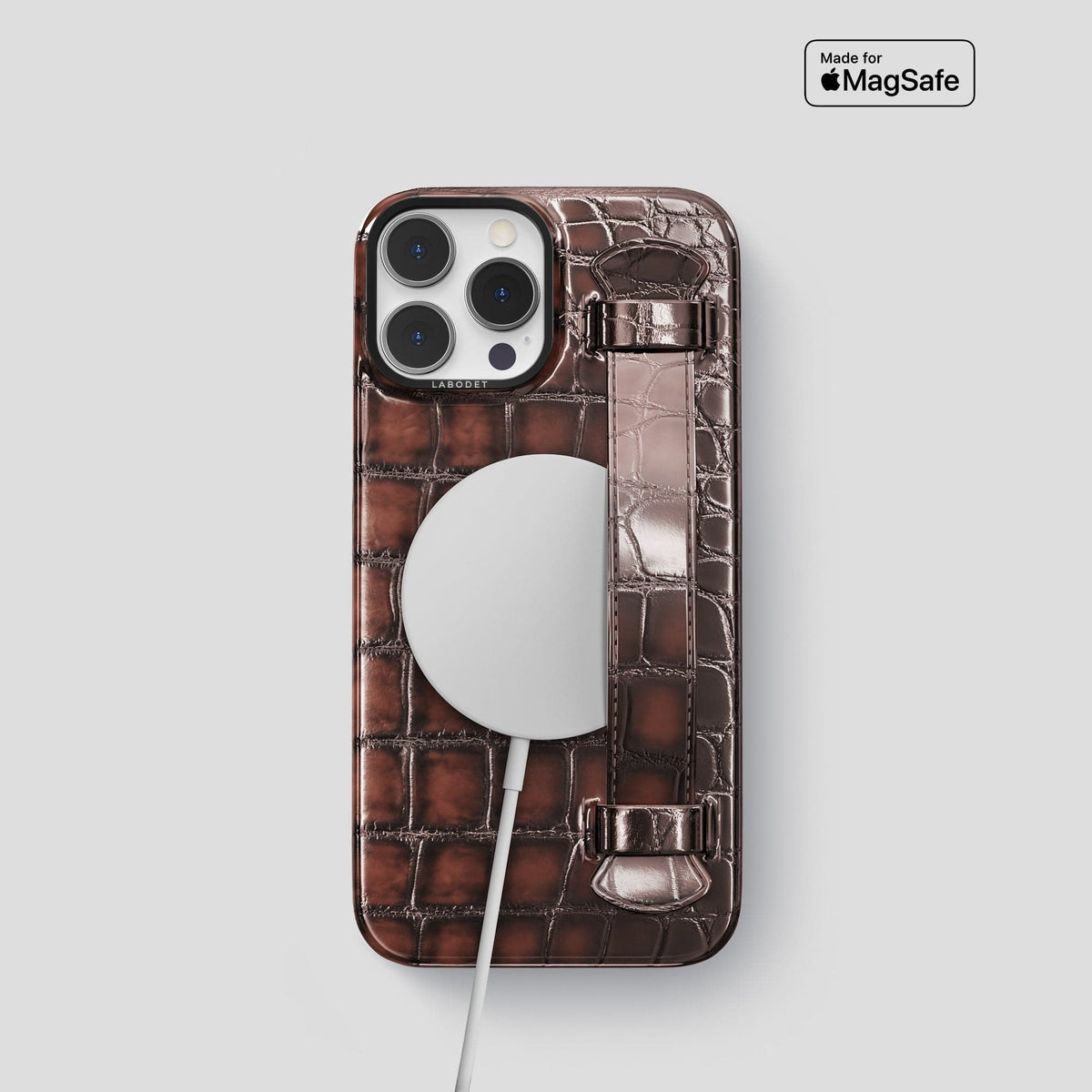 Havana-Brown iPhone 13 Pro Strap Case with Black Metal -5 | Havana-Brown-Black