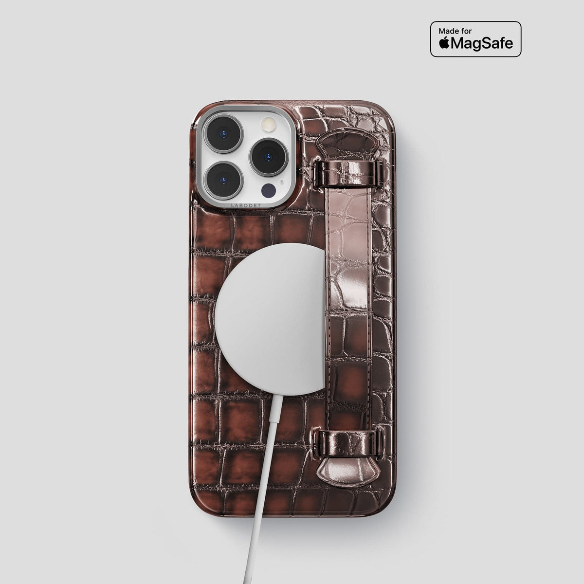 Havana-Brown iPhone 13 Pro Strap Case with Steel Metal -6 | Havana-Brown-Steel