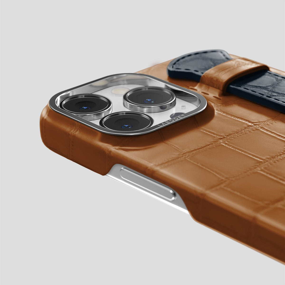 Honey-Navy-Blue iPhone 13 Pro Strap Case Alligator with Steel Metal -5 | Honey-Navy-Blue-Steel