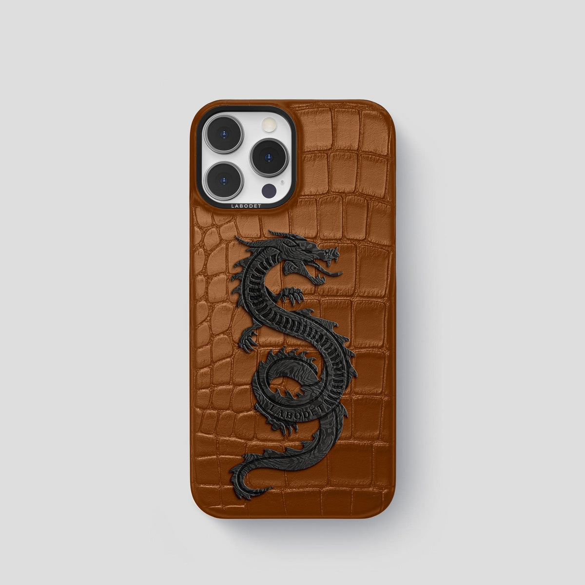 Honey iPhone 13 Pro Classic Case Alligator with Black Metal -1 | Honey-Black