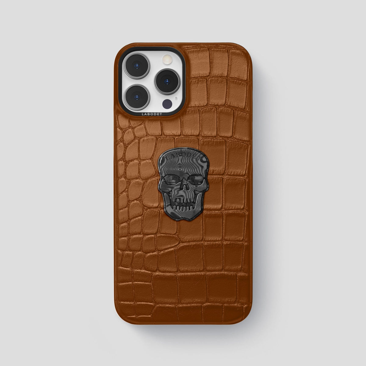 Honey iPhone 13 Pro Max Classic Case Alligator with Black Metal -1 | Honey-Black