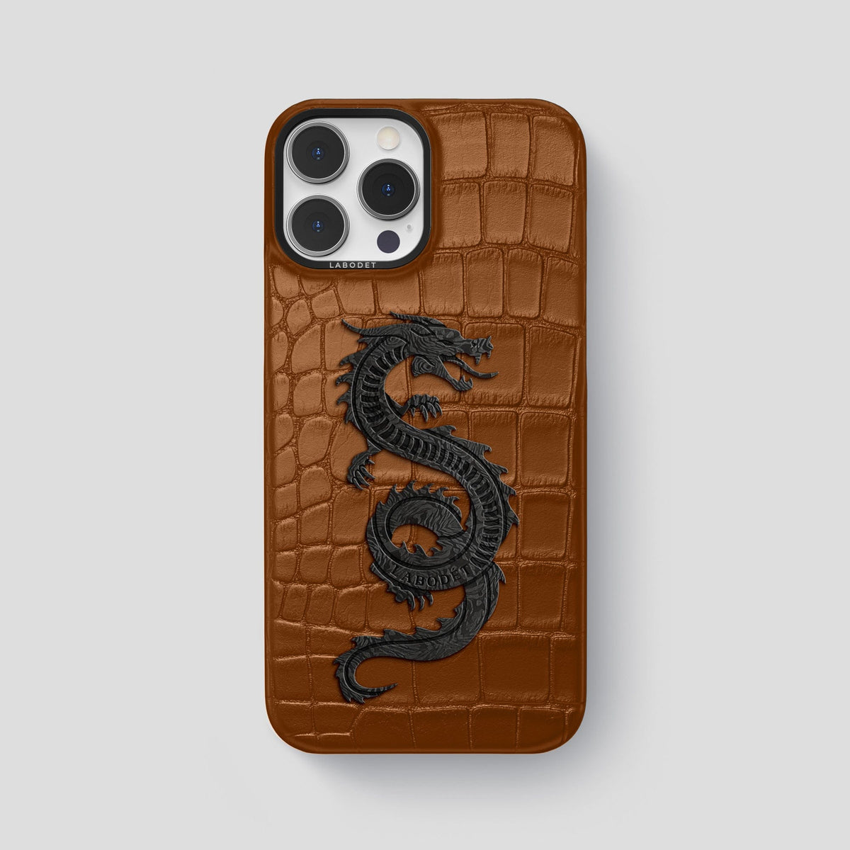 Honey iPhone 13 Pro Max Classic Case Alligator with Black Metal -1 | Honey-Black