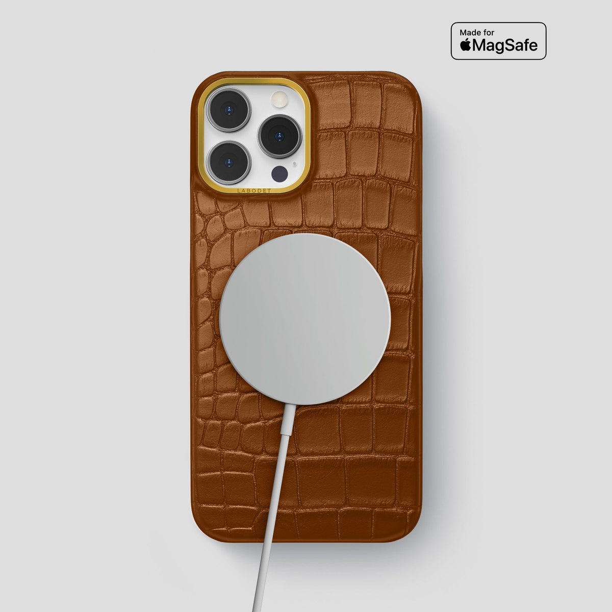 Honey iPhone 13 Pro Max Classic Case Alligator with Gold Metal -4 | Honey-Gold