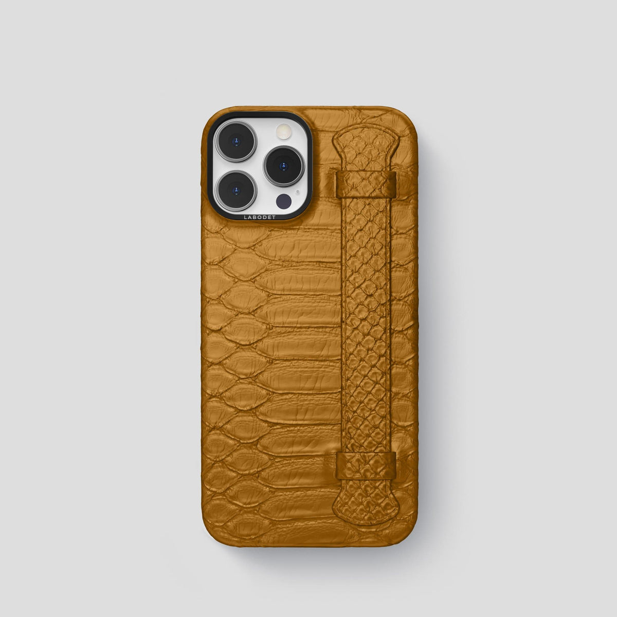Honey iPhone 13 Pro Strap Case Python with Black Metal -1 | Honey-Black