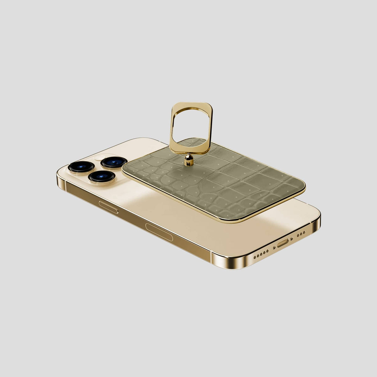 Kaki-Green MagSafe Ring iPhone 13 Pro with Gold Metal -4 | Kaki-Green-Gold