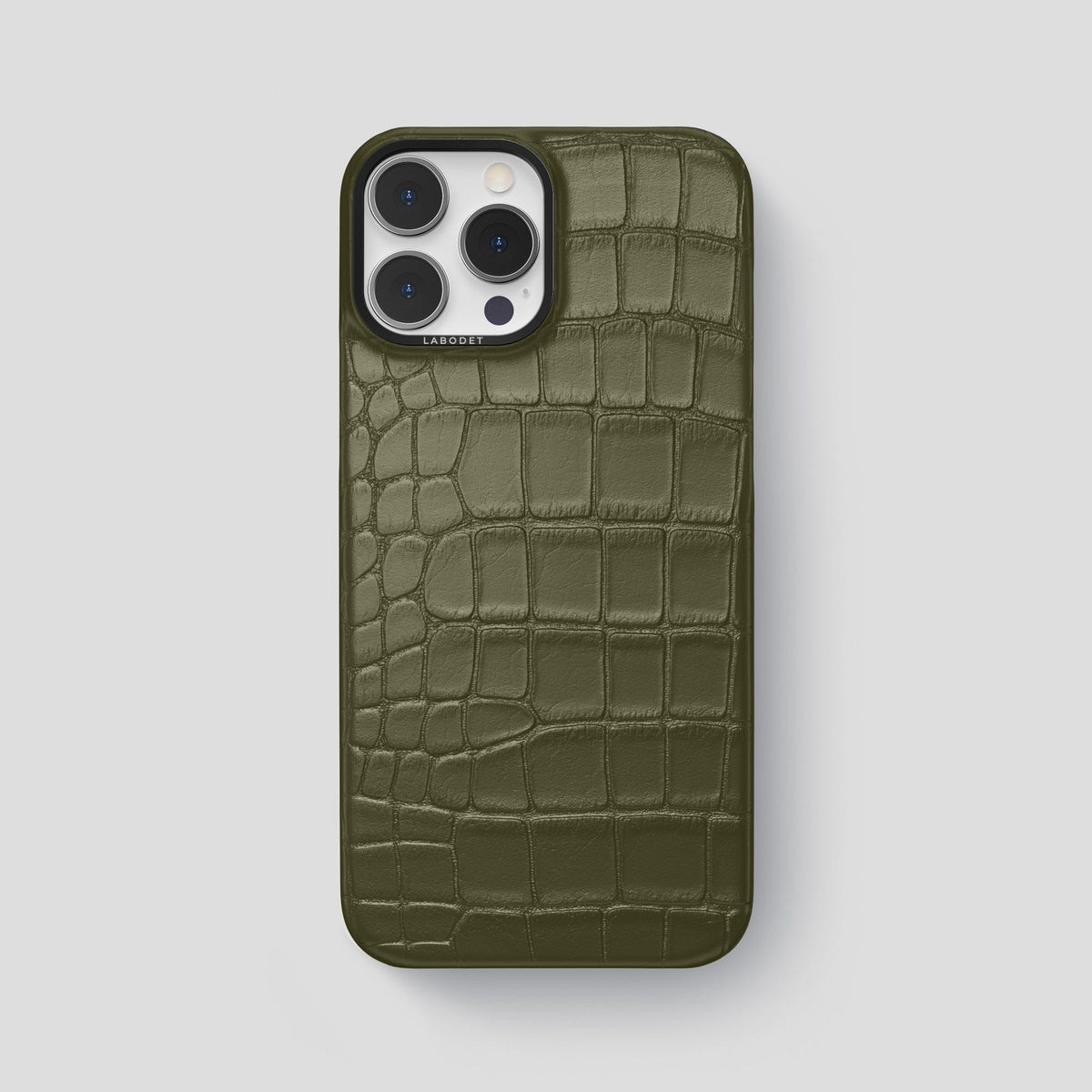 Kaki-Green iPhone 13 Pro Max Classic Case Alligator with Black Metal -1 | Kaki-Green-Black