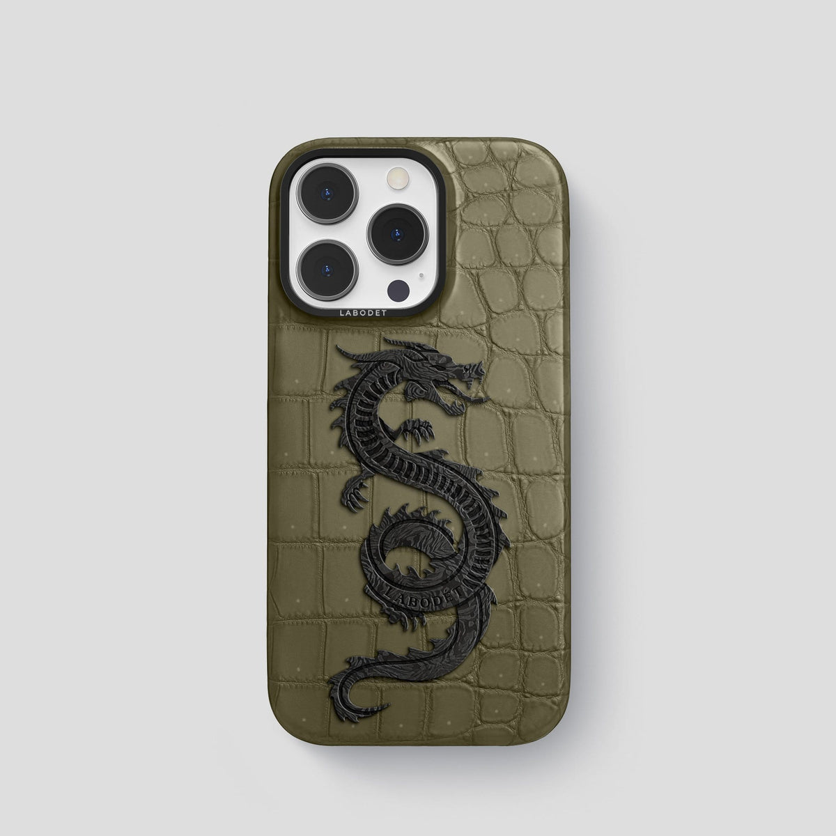 Kaki Green iPhone 13 Pro Classic Case with Black Metal -1 | Kaki-Green-Black