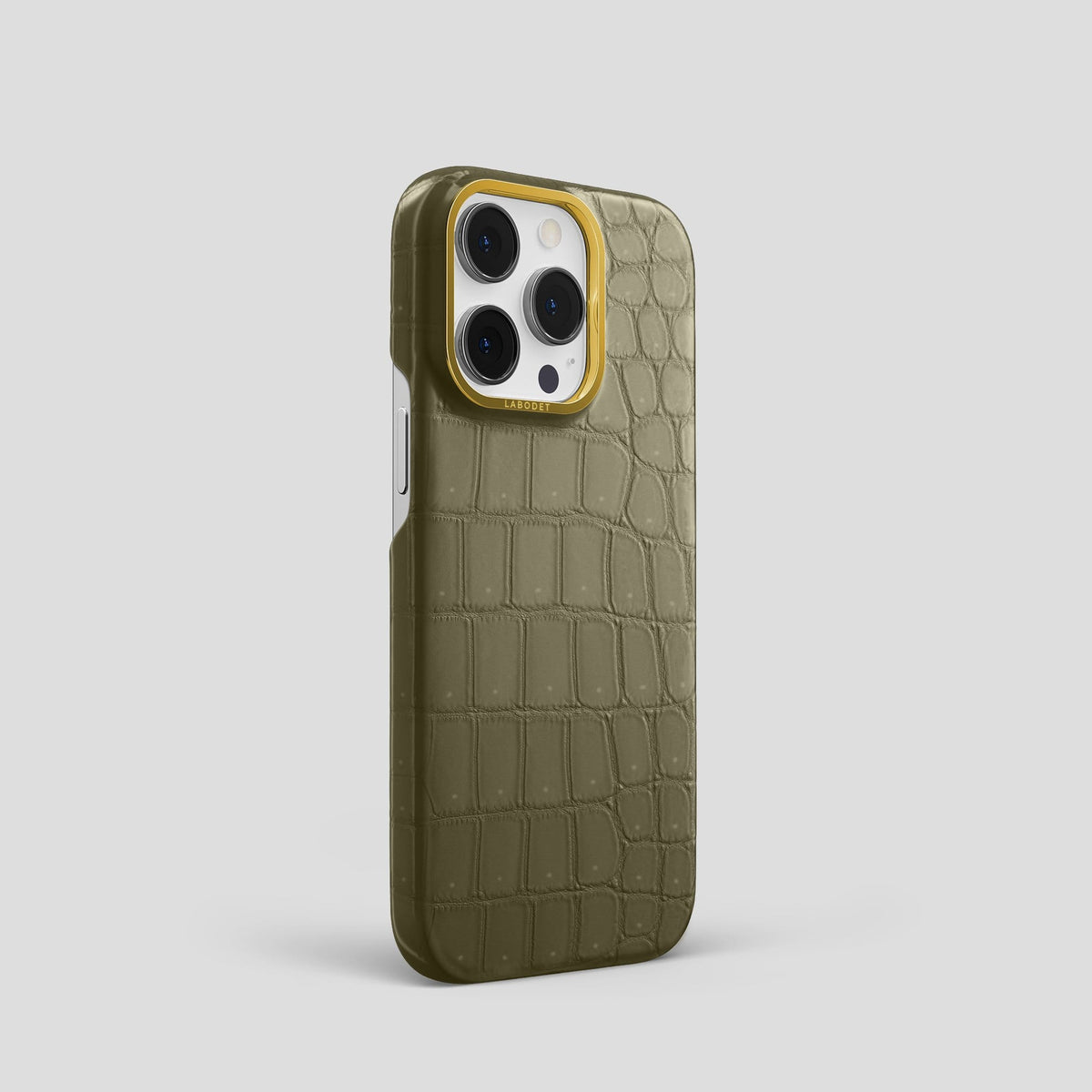 Kaki Green iPhone 13 Pro Classic Case with Gold Metal -2 | Kaki-Green-Gold