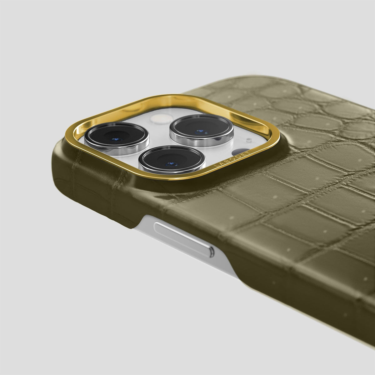 Kaki Green iPhone 13 Pro Classic Case with Gold Metal -6 | Kaki-Green-Gold