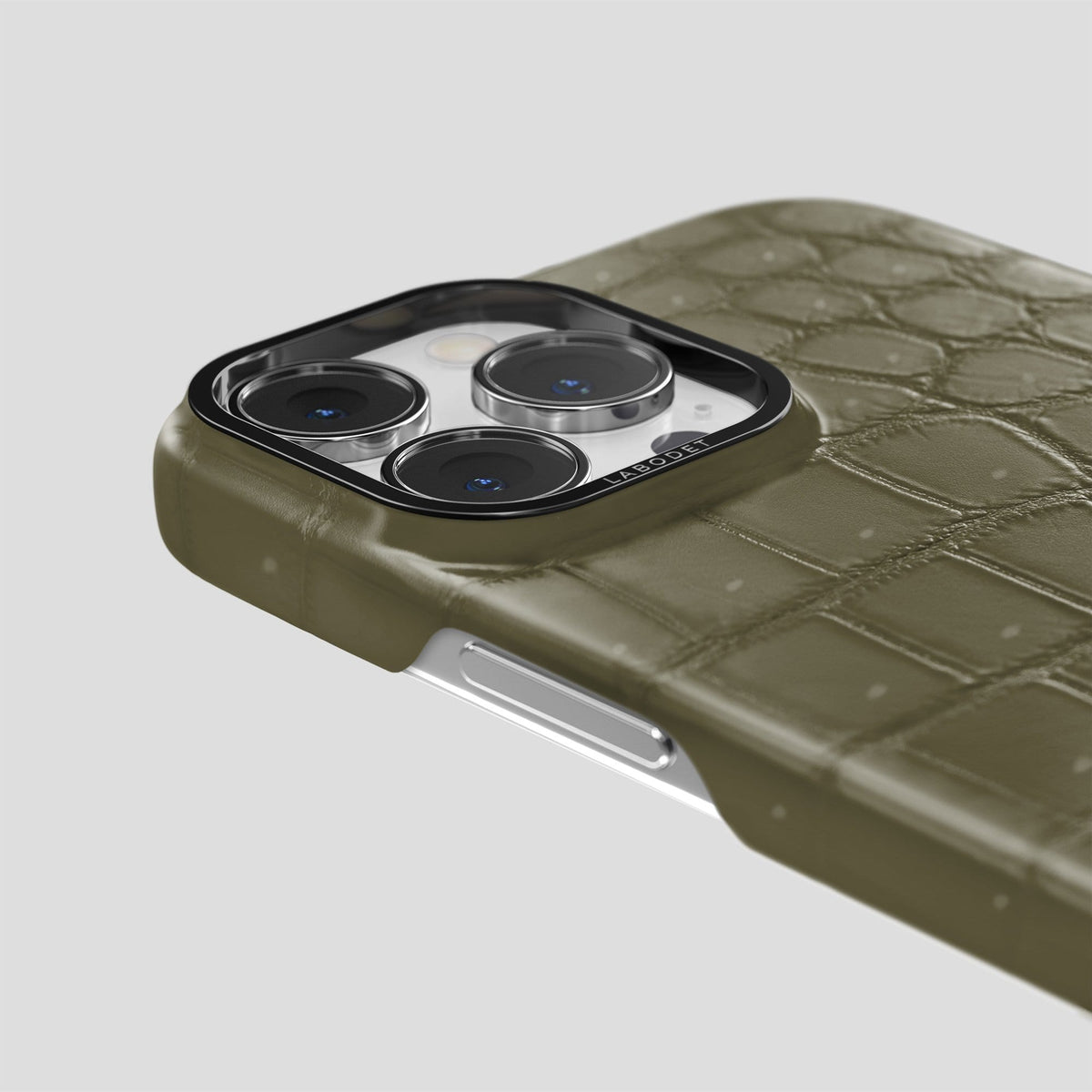 Kaki Green iPhone 13 Pro Max Classic Case with Black Metal -6 | Kaki-Green-Black