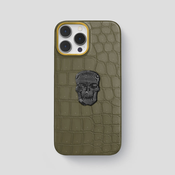Kaki Green iPhone 13 Pro Max Classic Case with Gold Metal -1 | Kaki-Green-Gold