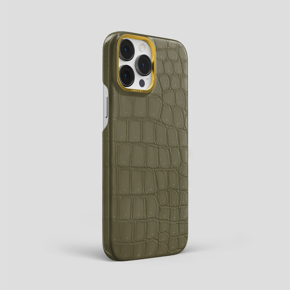 Kaki Green iPhone 13 Pro Max Classic Case with Gold Metal -2 | Kaki-Green-Gold