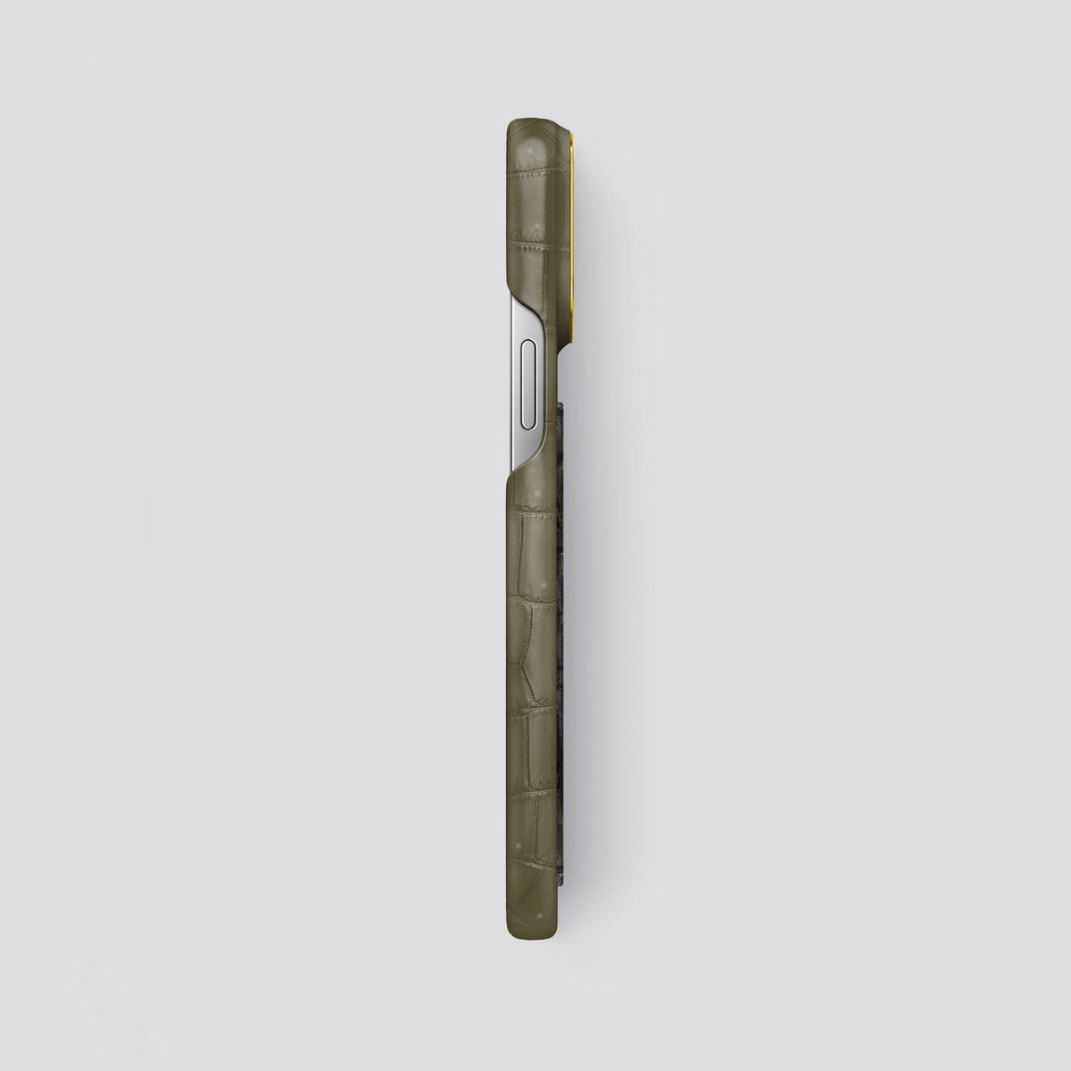 Kaki Green iPhone 13 Pro Max Classic Case with Gold Metal -3 | Kaki-Green-Gold