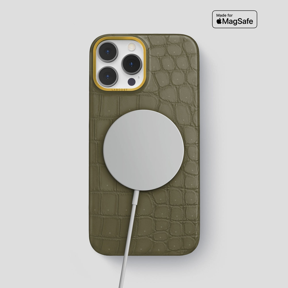 Kaki Green iPhone 13 Pro Max Classic Case with Gold Metal -5 | Kaki-Green-Gold