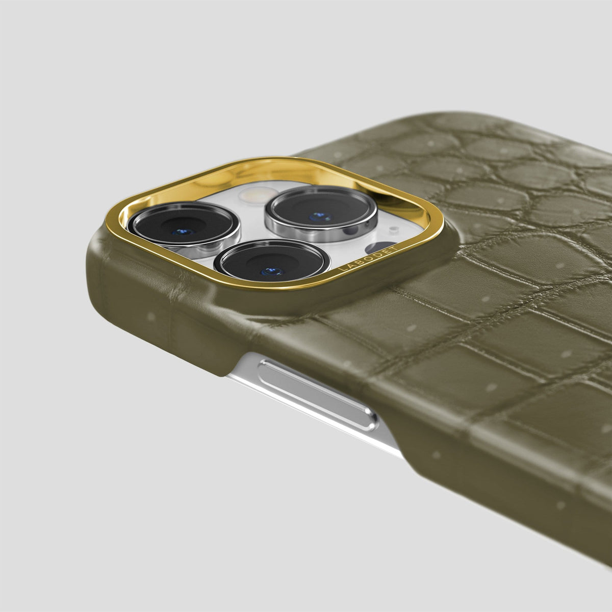 Kaki Green iPhone 13 Pro Max Classic Case with Gold Metal -6 | Kaki-Green-Gold