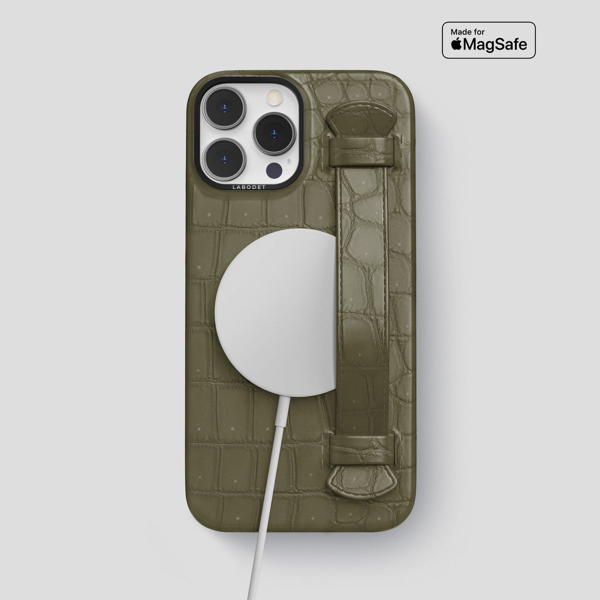 Kaki Green iPhone 13 Pro Max Strap Case with Black Metal -5 | Kaki-Green-Black
