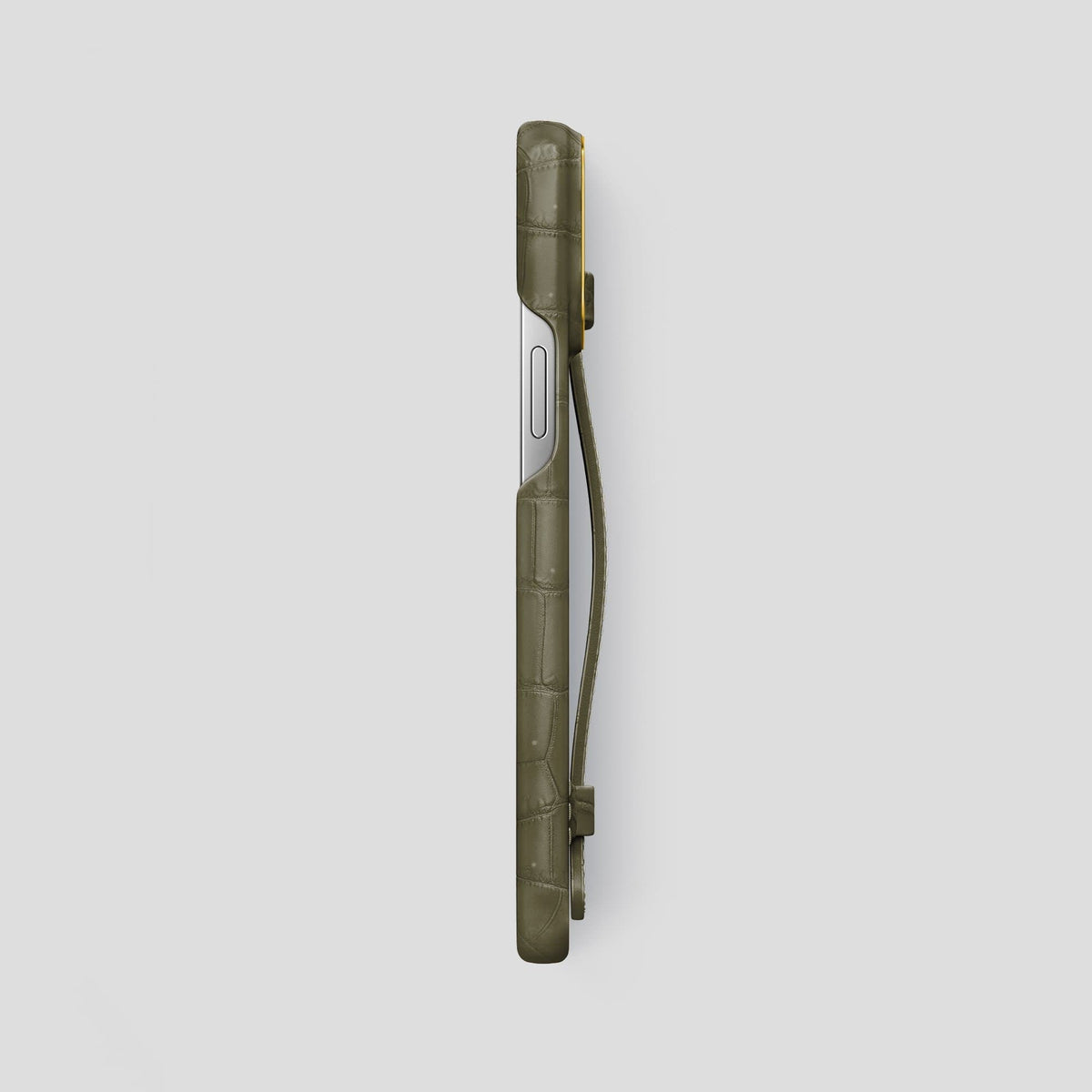 Kaki Green iPhone 13 Pro Max Strap Case with Gold Metal -3 | Kaki-Green-Gold