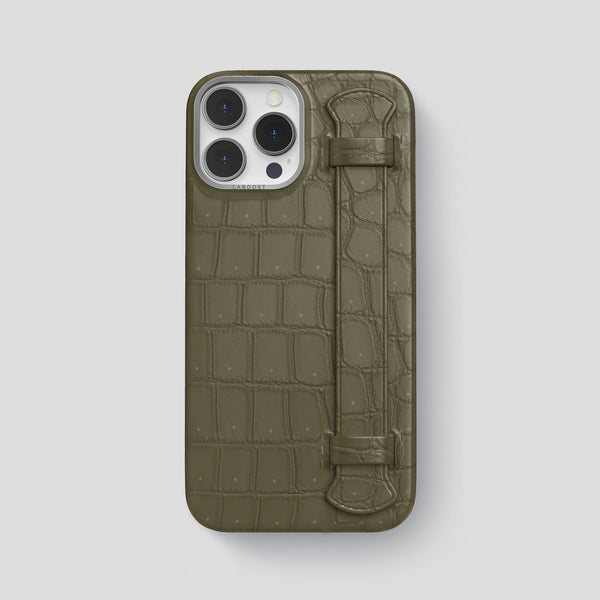 Handle Case For iPhone 13 Pro Max In Porosus Crocodile