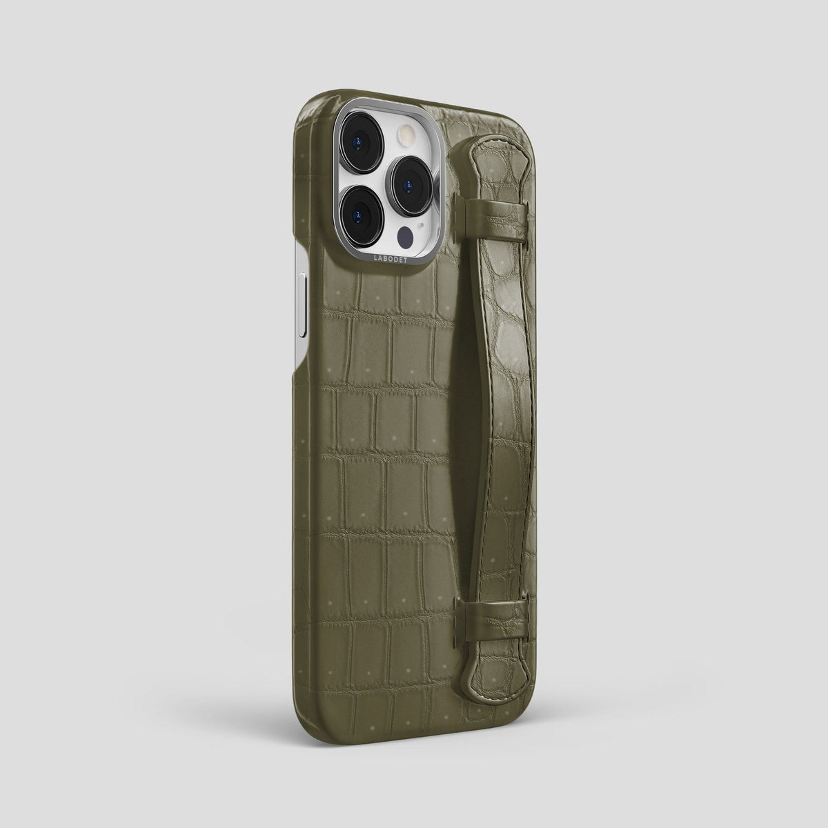 Kaki Green iPhone 13 Pro Max Strap Case with Steel Metal -2 | Kaki-Green-Steel