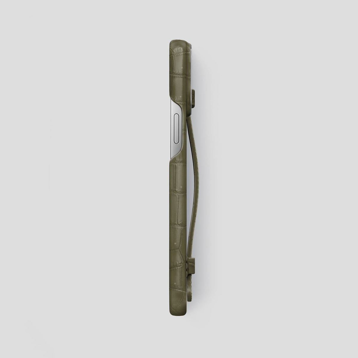 Kaki Green iPhone 13 Pro Max Strap Case with Steel Metal -3 | Kaki-Green-Steel