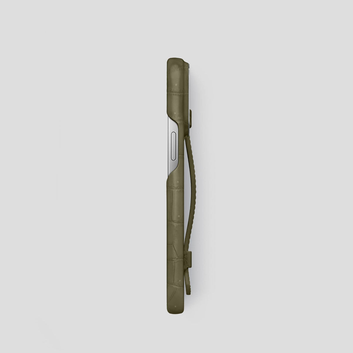 Kaki Green iPhone 13 Pro Strap Case with Steel Metal -3 | Kaki-Green-Steel
