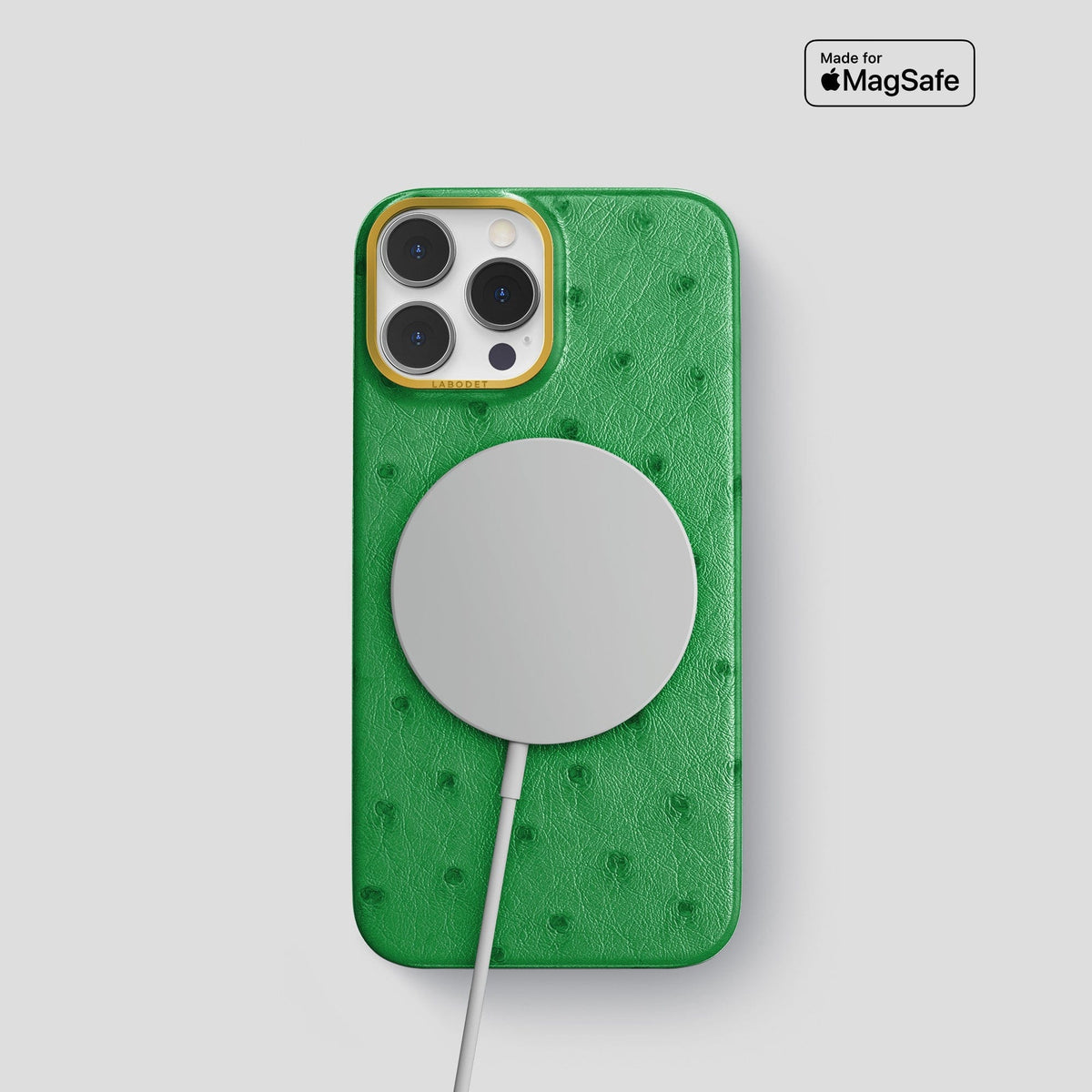 Kentucky Green iPhone 13 Pro Classic Case Ostrich with Gold Metal -5 | Kentucky-Green-Gold