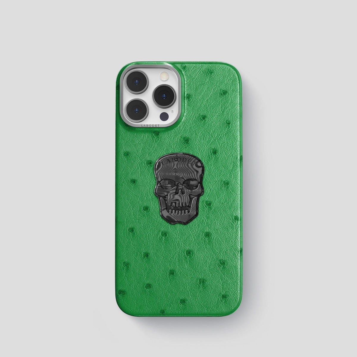 Kentucky Green iPhone 13 Pro Classic Case Ostrich with Steel Metal -1 | Kentucky-Green-Steel