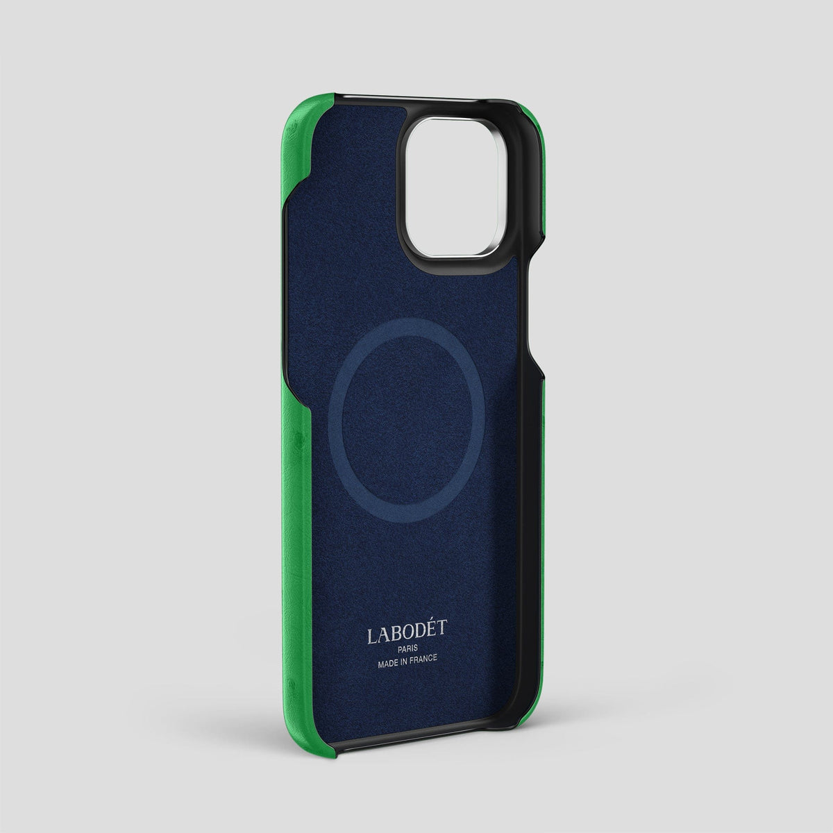 Kentucky Green iPhone 13 Pro Card Case Ostrich with Steel Metal -4 | Kentucky-Green-Steel