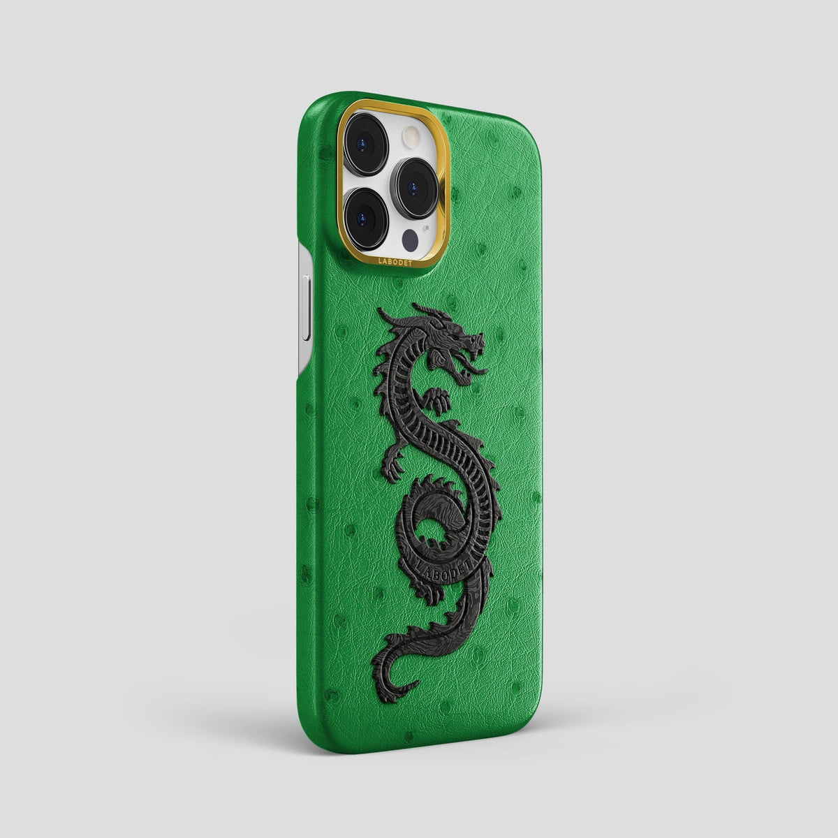 Kentucky Green iPhone 13 Pro Max Classic Case Ostrich with Gold Metal -2 | Kentucky-Green-Gold
