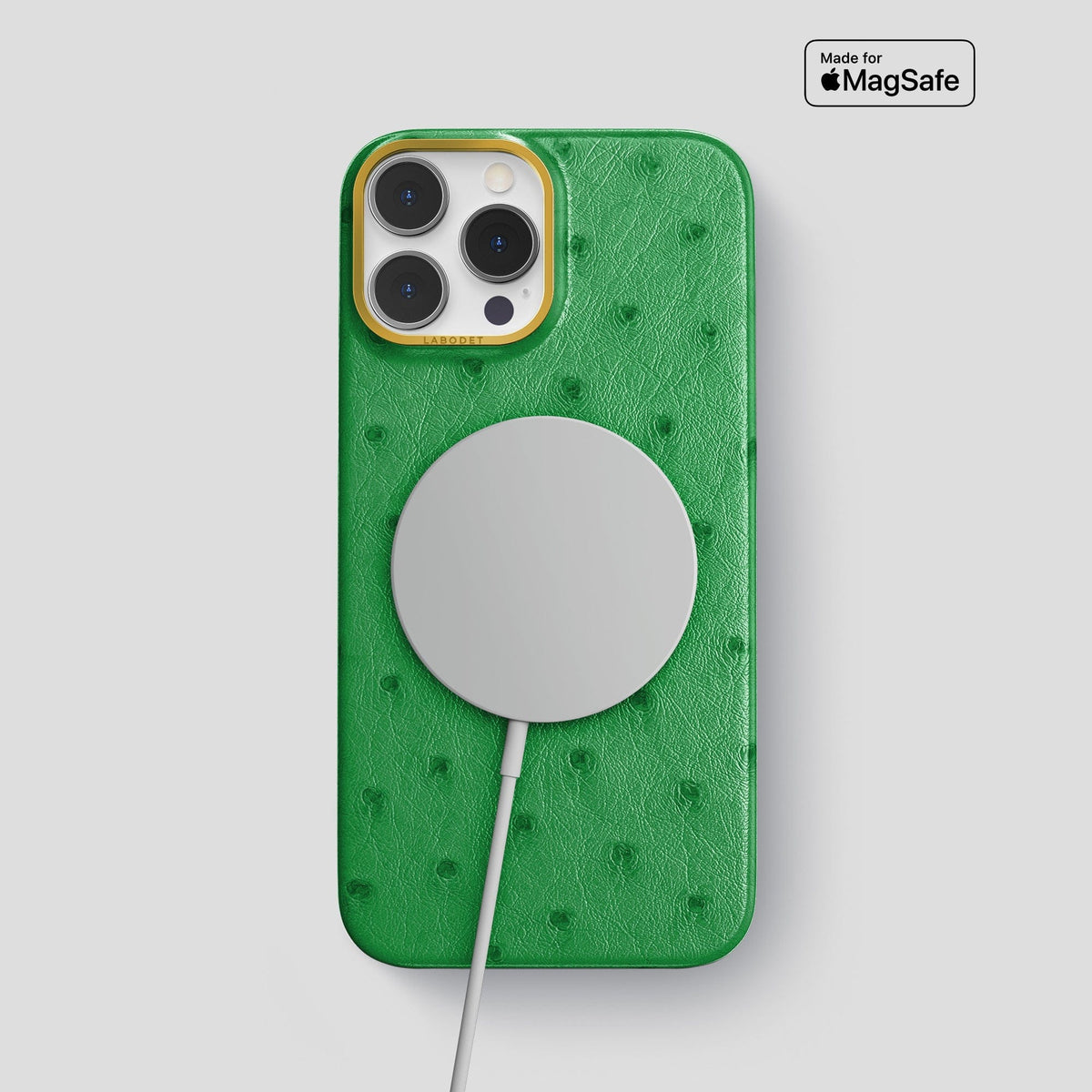 Kentucky Green iPhone 13 Pro Max Classic Case Ostrich with Gold Metal -5 | Kentucky-Green-Gold