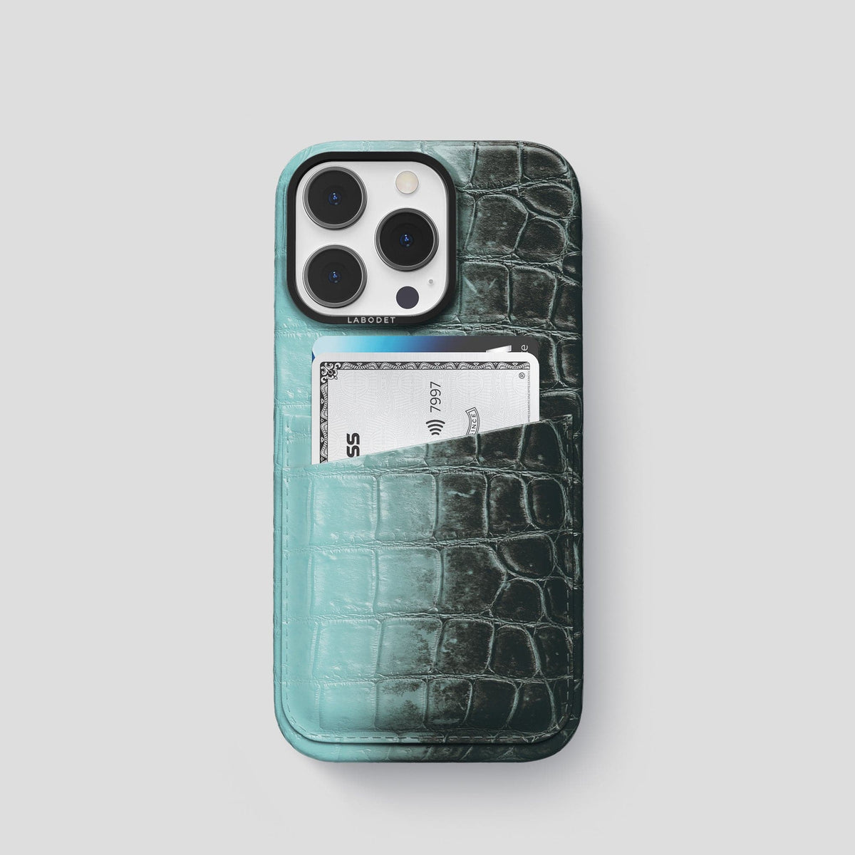 Light-Mint iPhone 13 Pro Himalaya Card Case with Black Metal -1 | Light-Mint-Black