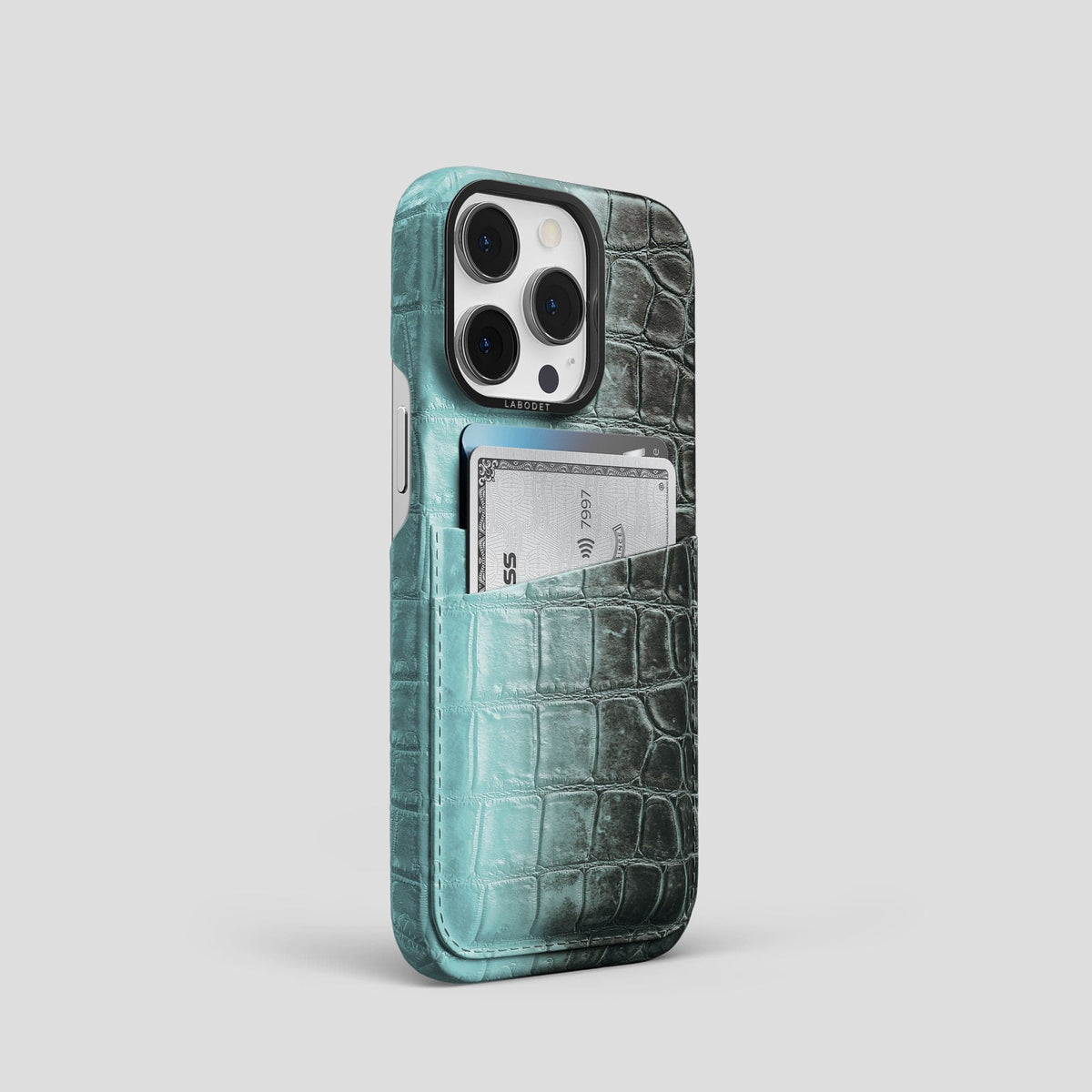 Light-Mint iPhone 13 Pro Himalaya Card Case with Black Metal -2 | Light-Mint-Black