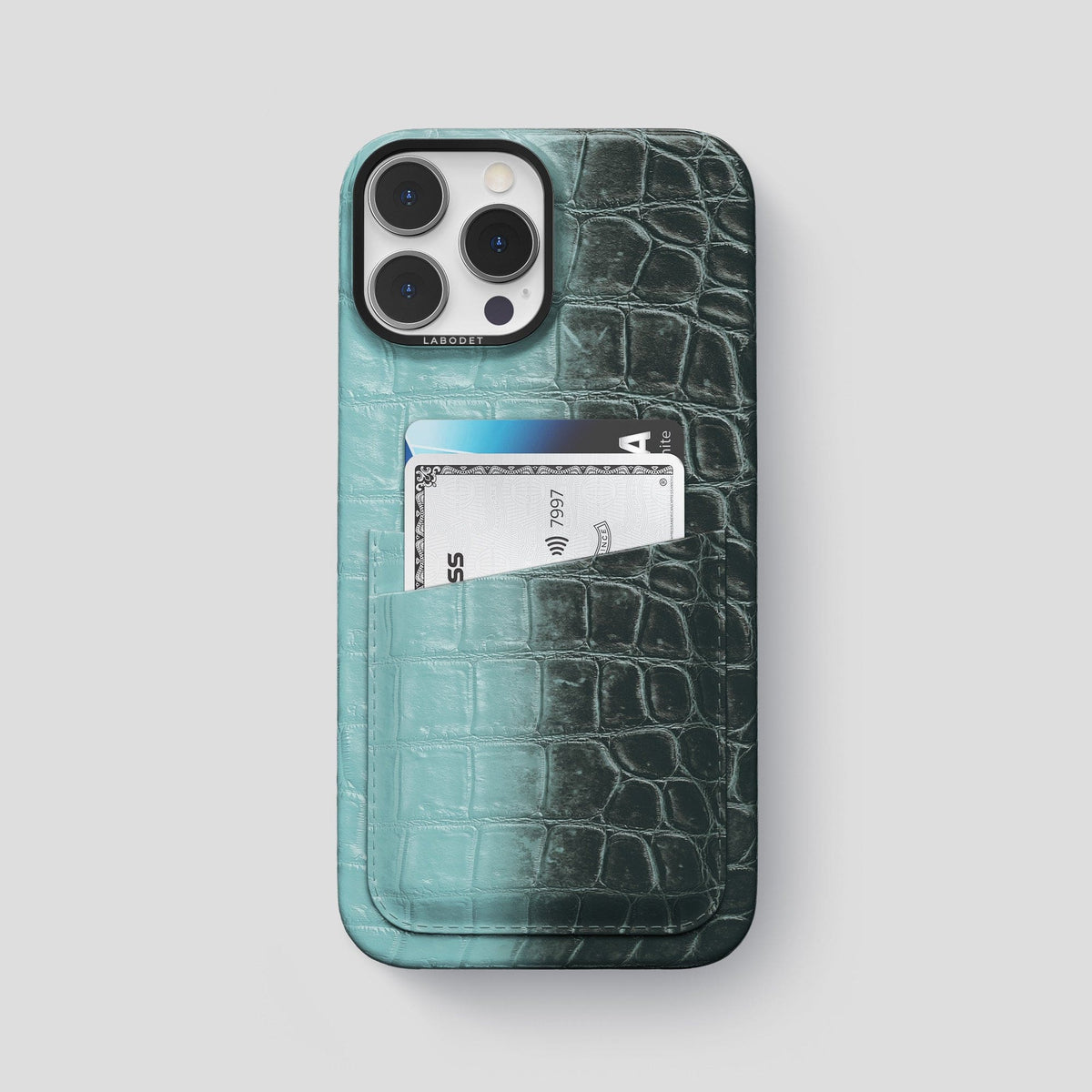 Light-Mint iPhone 13 Pro Max Himalaya Card Case with Black Metal -1 | Light-Mint-Black