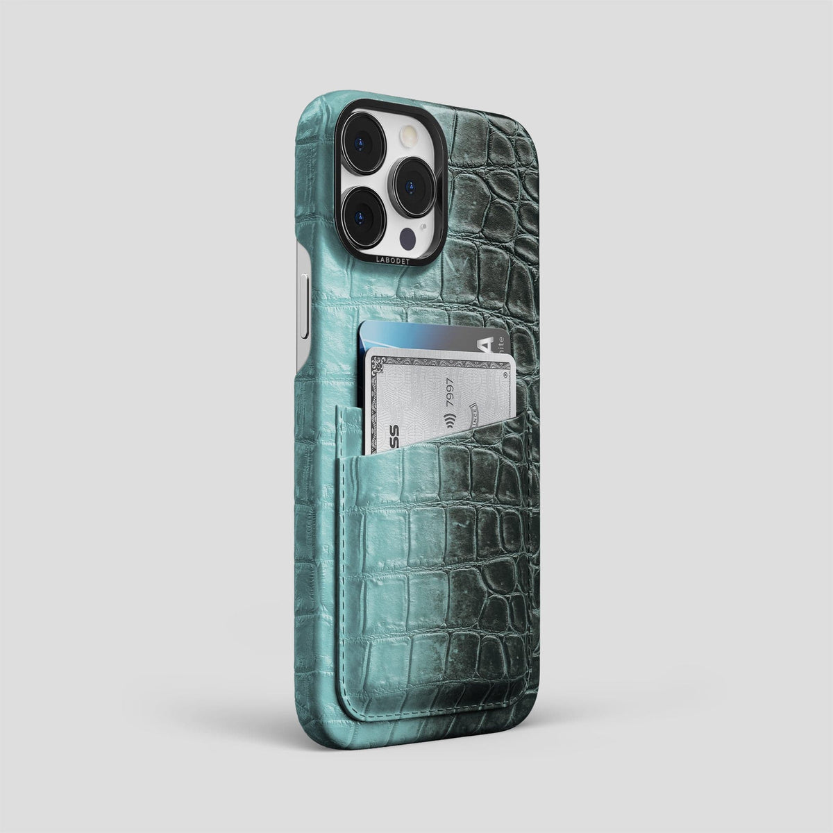 Light-Mint iPhone 13 Pro Max Himalaya Card Case with Black Metal -2 | Light-Mint-Black