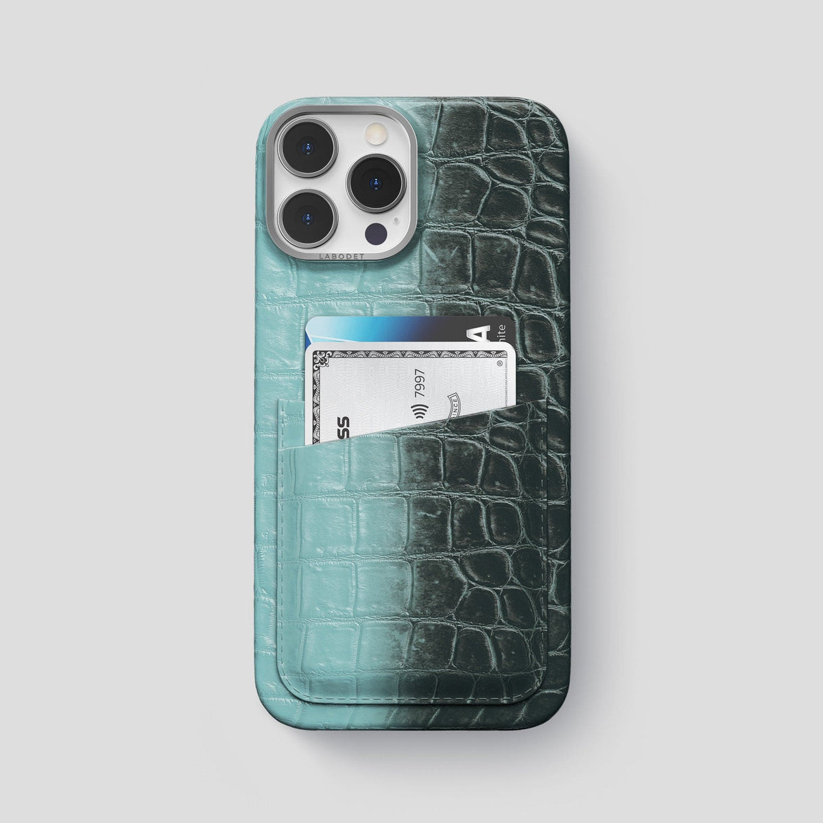 Light-Mint iPhone 13 Pro Max Himalaya Card Case with Steel Metal -1 | Light-Mint-Steel